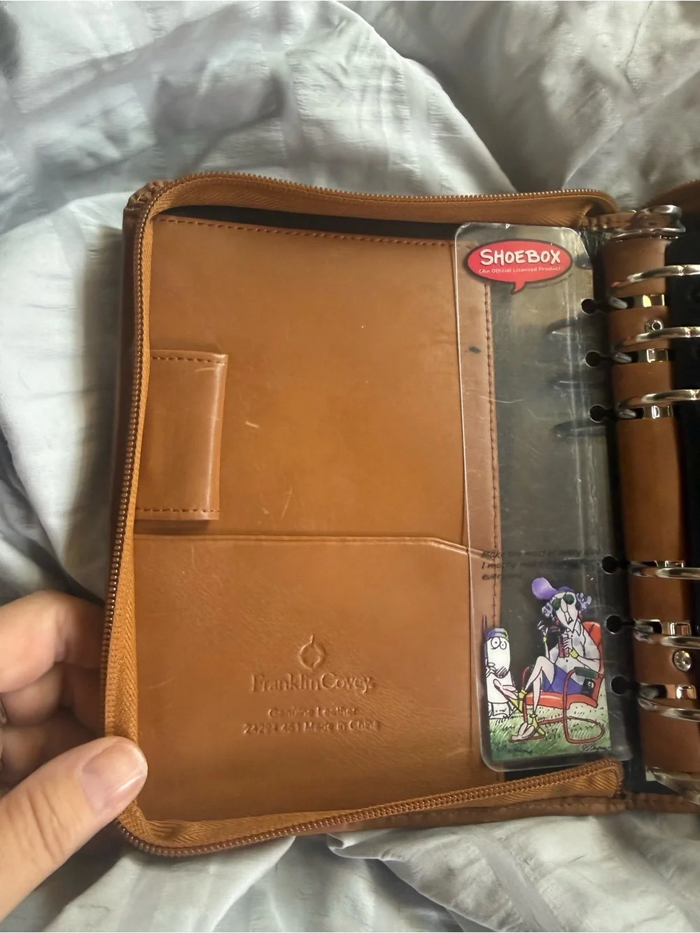 Franklin Covey Chestnut Brown Leather Zip Portfolio